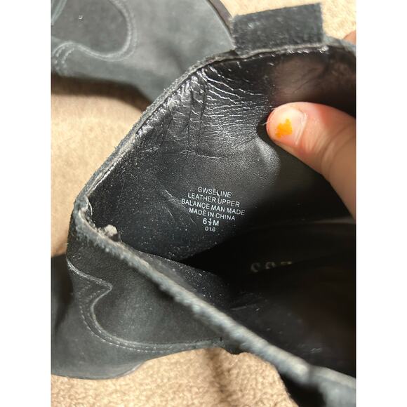 Women’s size 6.5M Guess Seline Black Leather Fringe Booties Cowgirl Heeled Boots - Picture 6 of 8